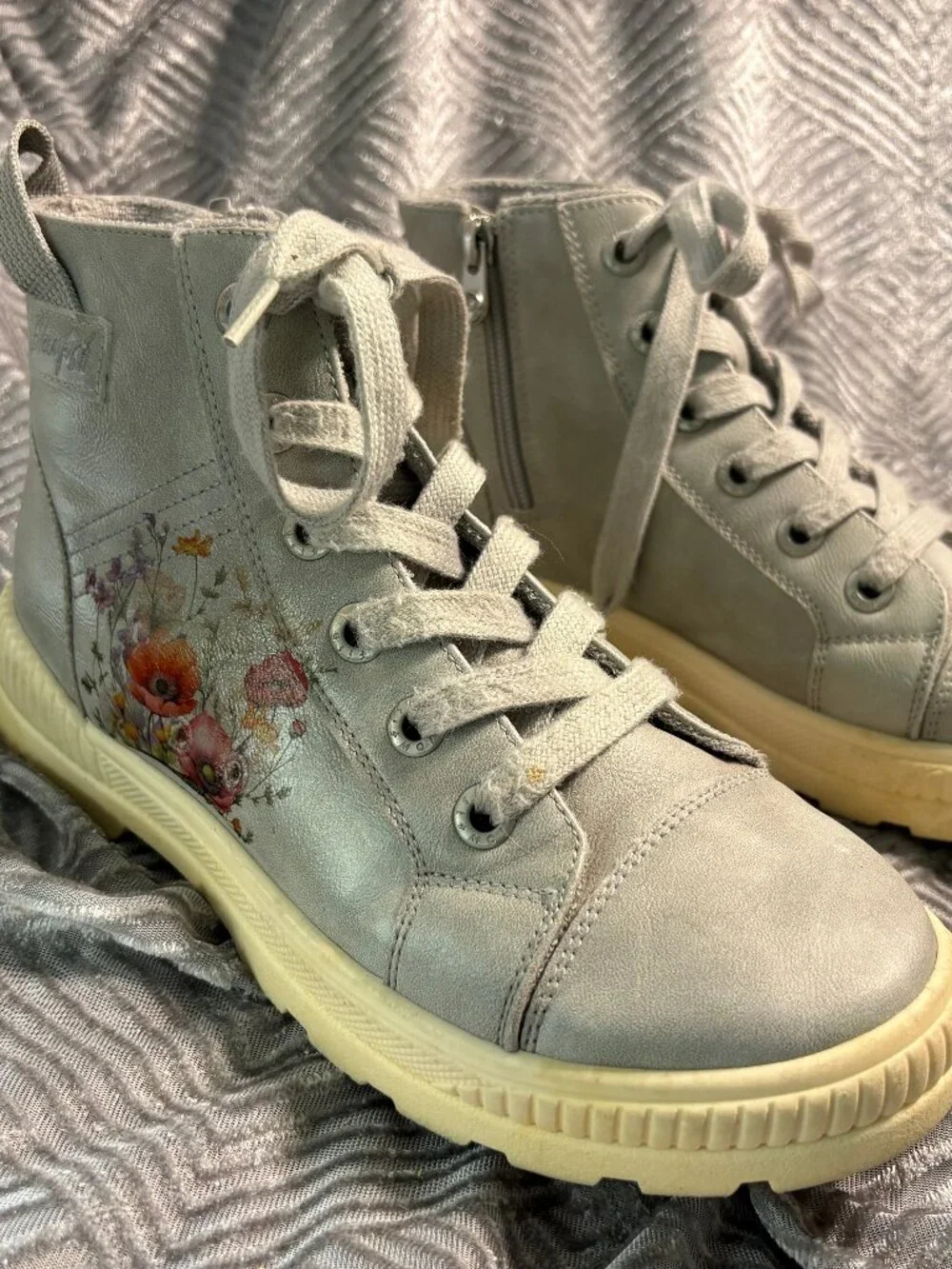 Upcycled Floral High-Top Sneakers | Hand-Embellished Blowfish Shoes | Women’s Si
